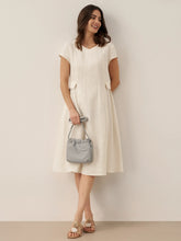 Load image into Gallery viewer, 100% Linen Natural Summer V-Neck Dress ALEXA
