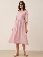 Load image into Gallery viewer, 100% Linen A-Line Drawstring Waist Midi Dress DIXIE
