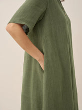 Load image into Gallery viewer, 100% Linen V-Neck Double-Layer Midi Dress JAYDA
