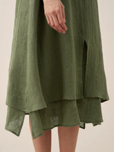 Load image into Gallery viewer, 100% Linen V-Neck Double-Layer Midi Dress JAYDA
