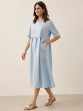 Load image into Gallery viewer, 100% Linen Shawl V-Neck Pleated Maxi Dress SUSAN
