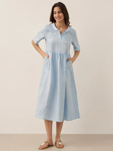 Load image into Gallery viewer, 100% Linen Shawl V-Neck Pleated Maxi Dress SUSAN
