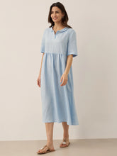 Load image into Gallery viewer, 100% Linen Shawl V-Neck Pleated Maxi Dress SUSAN
