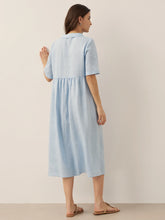 Load image into Gallery viewer, 100% Linen Shawl V-Neck Pleated Maxi Dress SUSAN
