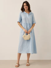 Load image into Gallery viewer, 100% Linen Shawl V-Neck Pleated Maxi Dress SUSAN
