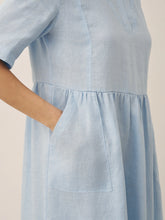 Load image into Gallery viewer, 100% Linen Shawl V-Neck Pleated Maxi Dress SUSAN
