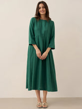 Load image into Gallery viewer, 100% Linen Bateau Neck Pleated Maxi Dress ABIGAIL
