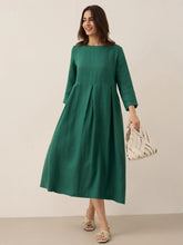 Load image into Gallery viewer, 100% Linen Bateau Neck Pleated Maxi Dress ABIGAIL
