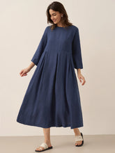 Load image into Gallery viewer, 100% Linen Bateau Neck Pleated Maxi Dress ABIGAIL

