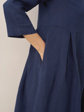 Load image into Gallery viewer, 100% Linen Bateau Neck Pleated Maxi Dress ABIGAIL

