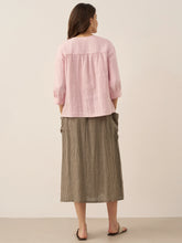 Load image into Gallery viewer, Linen Checked Elastic Waist Skirt ONYX

