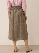 Load image into Gallery viewer, Linen Checked Elastic Waist Skirt ONYX
