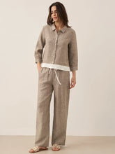Load image into Gallery viewer, 100% Linen Buttoned Closure Color-Blocked Shirt JANICE

