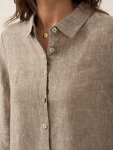 Load image into Gallery viewer, 100% Linen Buttoned Closure Color-Blocked Shirt JANICE
