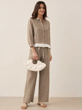 Load image into Gallery viewer, 100% Linen Buttoned Closure Color-Blocked Shirt JANICE
