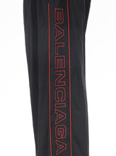 Load image into Gallery viewer, Balenciaga Men Black Pants With Elastic Drawstring And Side Band With Logo Lettering In Tech Fabric Man
