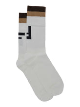 Load image into Gallery viewer, Fendi Men White Socks With Ff Logo Embroidery In Cotton Blend Man

