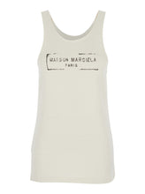Load image into Gallery viewer, Maison Margiela Women Beige Top With Wide Neckline And Logo Printed On The Front In Viscose And Cotton Blend Woman
