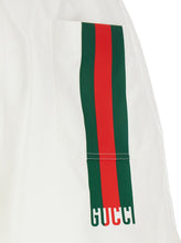 Load image into Gallery viewer, Gucci Men White Bermuda Pants With Elastic Drawstring Waist And Rear Web Print In Cotton Man
