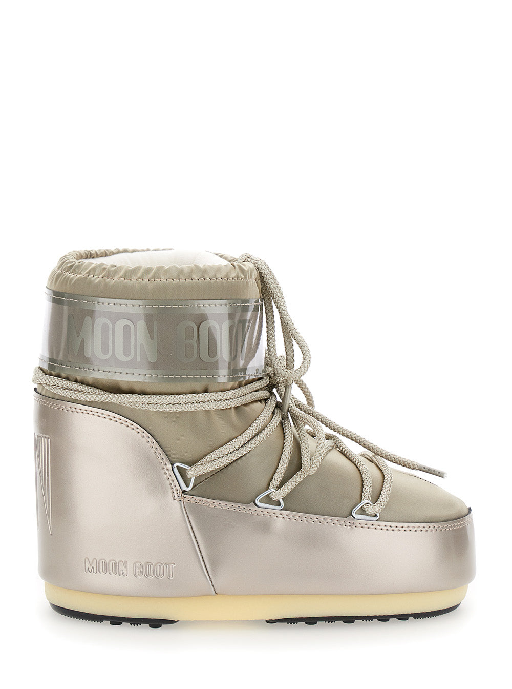 Moon Boot Women 'Icon' Metallic Snow Ankle Boots With Maxi Logo Print On The Side In Tech Fabric Woman