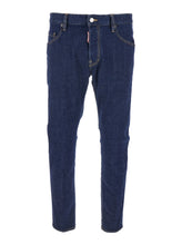 Load image into Gallery viewer, Dsquared2 Men Blue Jeans With Belt Loops And Logo Patch On The Rear In Denim Man
