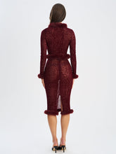 Load image into Gallery viewer, Hali Burgundy Animal Print Burnout Velvet Fur Trim Top
