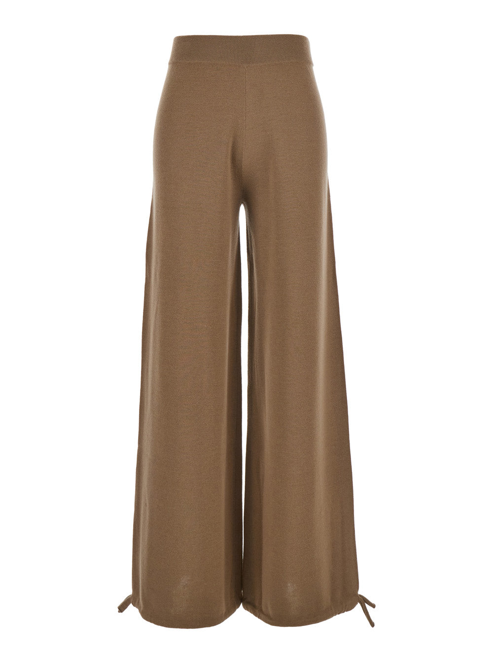 Max Mara Women 'Nigeria' Brown Pants With Elastic Waist And Wide Leg In Wool Woman