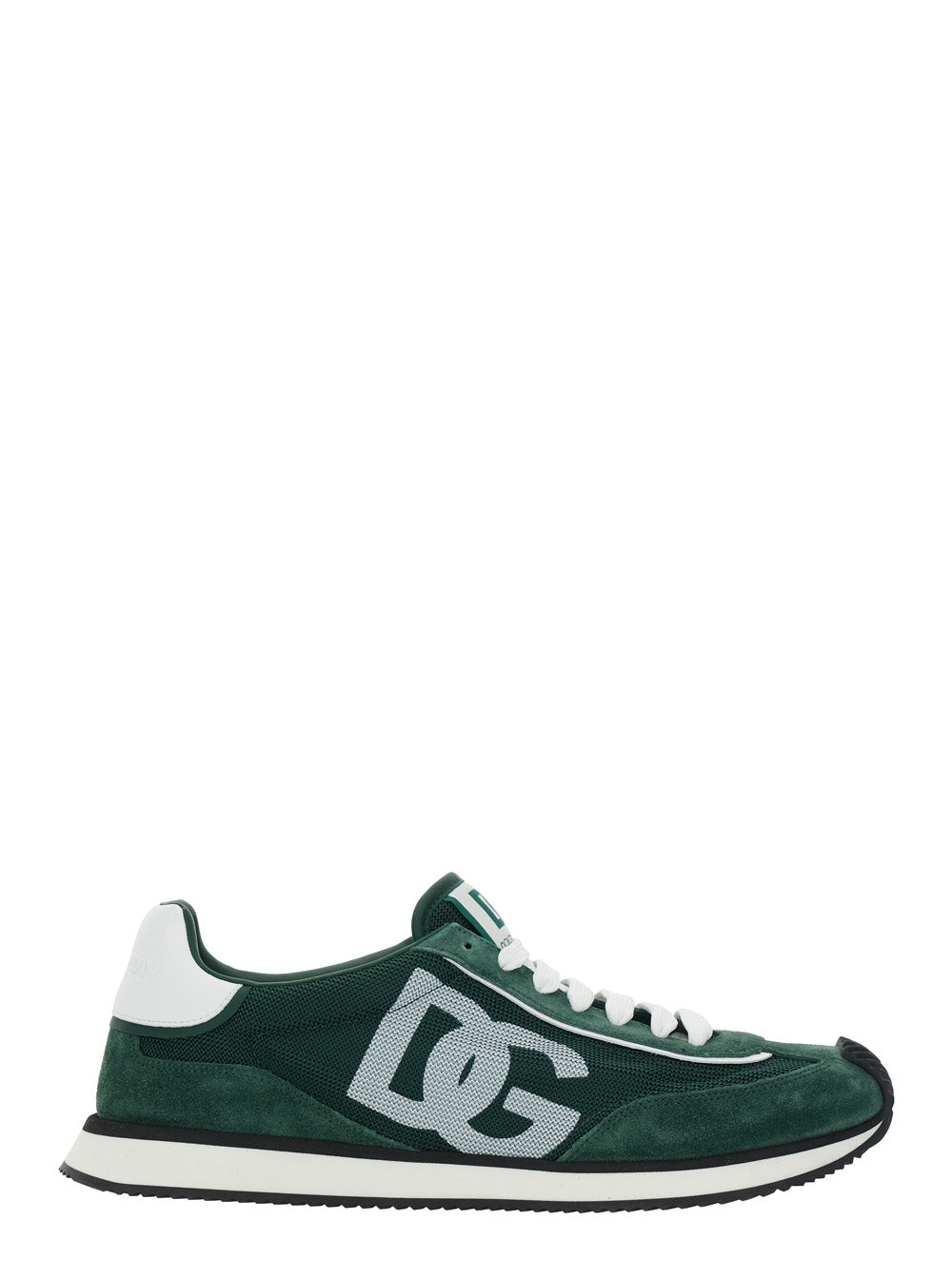 Dolce & Gabbana Men 'Cushion' Green Sneakers With Logo Patch On The Tongue And Logo Detail On The Side In Suede And Fabric Man