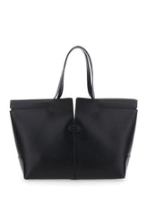Load image into Gallery viewer, Tod&#39;s Women Black Tote Bag With Two Top Handles And Metal Details On The Side In Leather Woman
