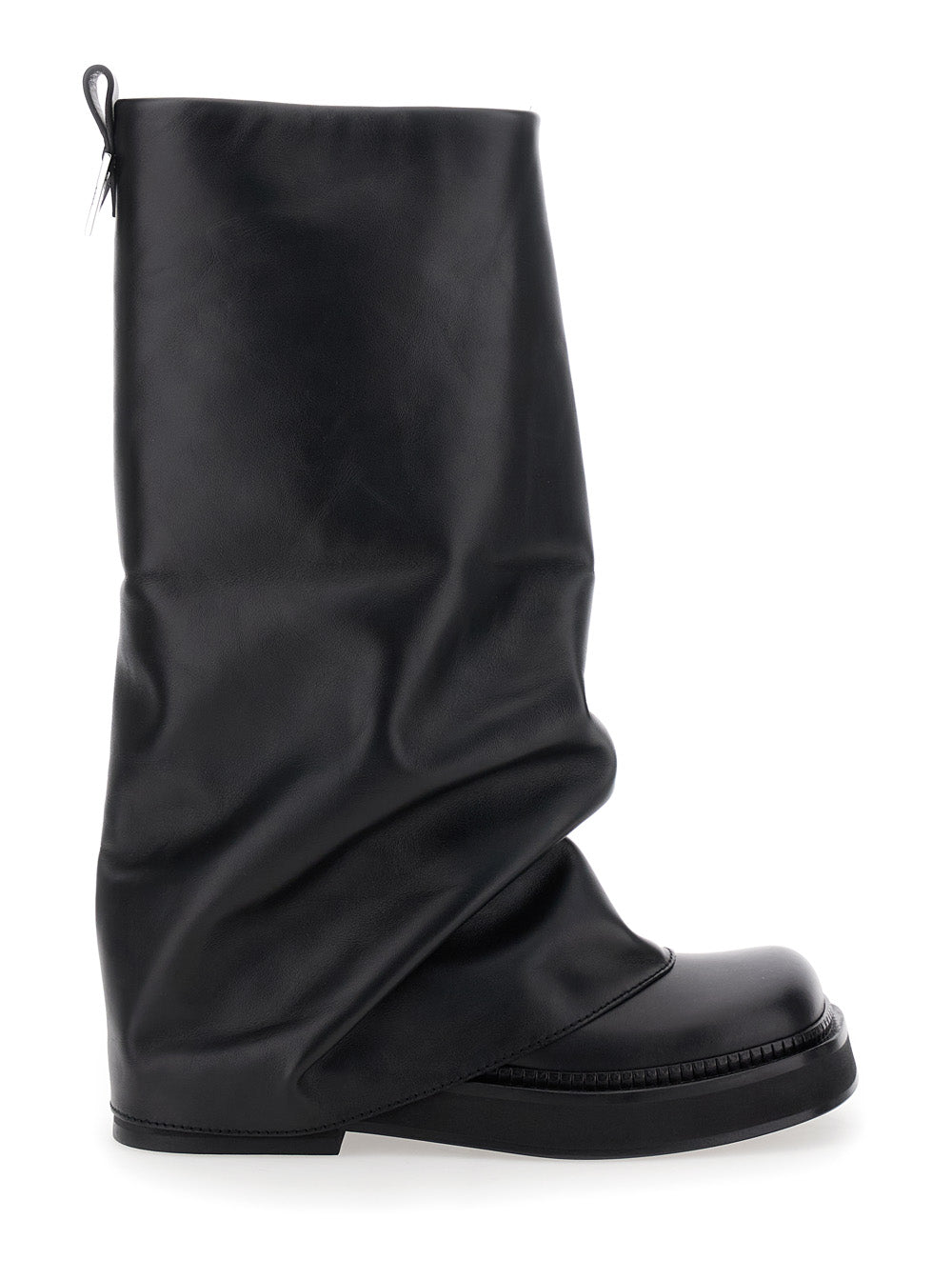 The Attico Women 'Robin' Black Boots With Square Toe And Logo Plaque On The Rear In Leather Woman
