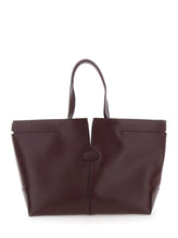 Load image into Gallery viewer, Tod&#39;s Women Bordeaux Tote Bag With Two Top Handles And Embossed Logo Lettering On The Front In Leather Woman
