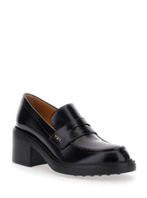 Load image into Gallery viewer, Tod&#39;s Women Black Loafers With Penny Slot And Logo Lettering On The Side In Leather Woman
