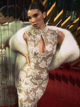 Load image into Gallery viewer, Tavia White Beaded Teardrop Neckline Maxi Dress
