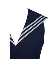 Load image into Gallery viewer, Calliope Navy Sailor Pleated Mini Dress
