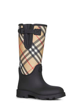 Load image into Gallery viewer, Burberry Women Black Rubber Marsh Stamp High Rain Boots

