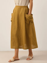 Load image into Gallery viewer, 100% Linen Elastic Waist Skirt MARINA

