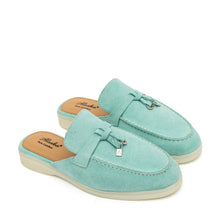 Load image into Gallery viewer, Como Suede Mules in Turquoise
