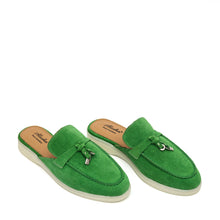 Load image into Gallery viewer, Como Suede Mules in Green
