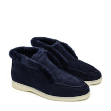Load image into Gallery viewer, Norwood Genuine Shearling Loafer Boots in Blue
