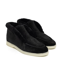 Load image into Gallery viewer, Norwood Genuine Shearling Loafer Boots in Black
