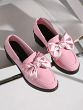 Load image into Gallery viewer, Women's Bowtie Round Toe Low Heel Pumps – Wide Size PU Casual Shoes
