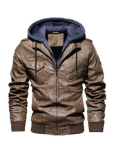Load image into Gallery viewer, Men's Full Size Zip Up Drawstring Hooded Jacket Plus Size
