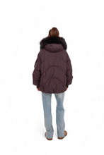 Load image into Gallery viewer, Verbier Genuine Fur Trim Down Fill Jacket in Fig
