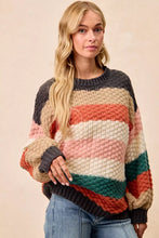 Load image into Gallery viewer, BiBi Stripes Color Block Chunky Sweater
