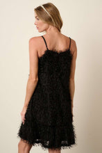 Load image into Gallery viewer, Feather Ruffle Hem Mini Cami Dress For Women – Ruffled Mini Dress, Cami Dress, Feather Detail Dress, Playful Mini Dress, Warm Weather Dress
