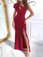 Load image into Gallery viewer, Cutout One Shoulder Ruffle : Split Dress
