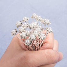 Load image into Gallery viewer, 20Pcs Fashion Wedding Bridal Pearl Flower Clear Crystal Rhinestone Hair Pins Clips Bridesmaid Hair wear Jewelry Gorgeous Hair Accessories For Women
