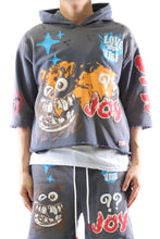 Load image into Gallery viewer, PORTER French Terry 3/4 Sleeve Crop Top Pullover Hoodie
