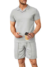 Load image into Gallery viewer, Men's Plus Size Short Sleeve Top and Shorts Set
