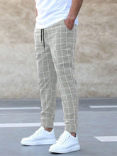 Load image into Gallery viewer, 🧵 Men's Fashion Plaid Print Drawstring Trousers
